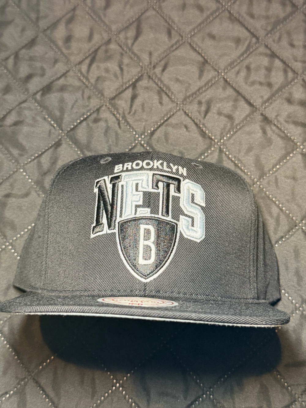 Mitchell & Ness Brooklyn Nets Black, White and White Snapback Hat